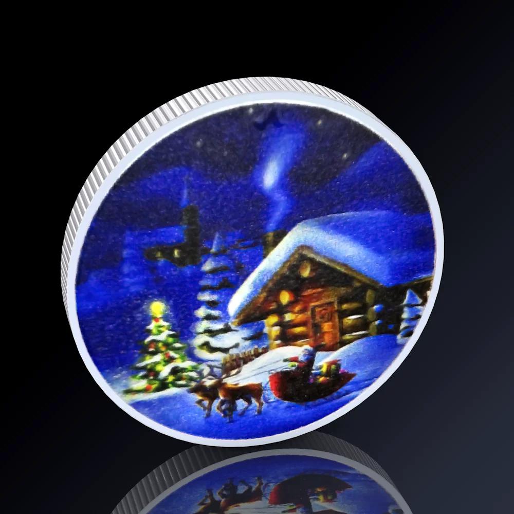 Christmas Snowman Colored Coin Elizabeth Commemorative Medal Silver Coin Christmas Eve Small Gift Tooth Fairy Colored Silver Coin