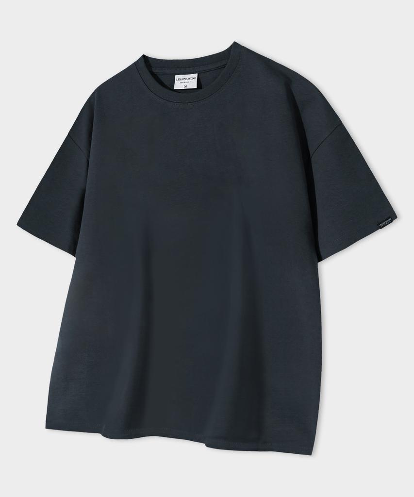 LEMAIN SECOND Cropped Plain Oversized Short Sleeve T-Shirt [Dark Gray]