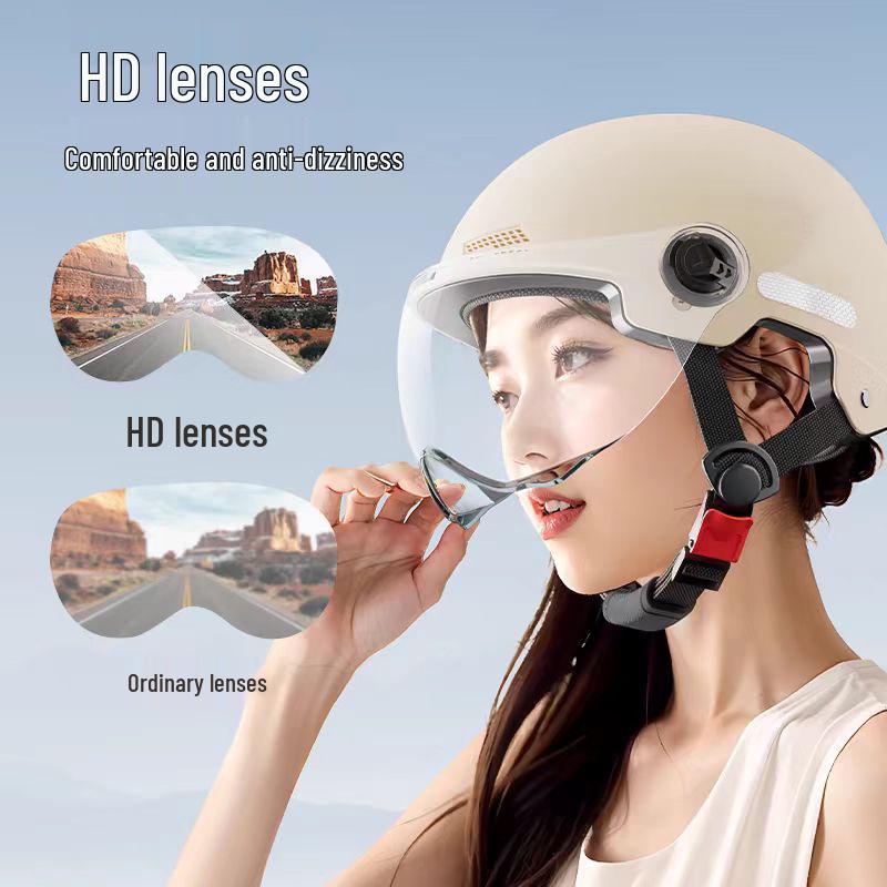 3C Certified Unisex Cat Ear Electric Bike Helmet, Sun Protection, All-Season Safety