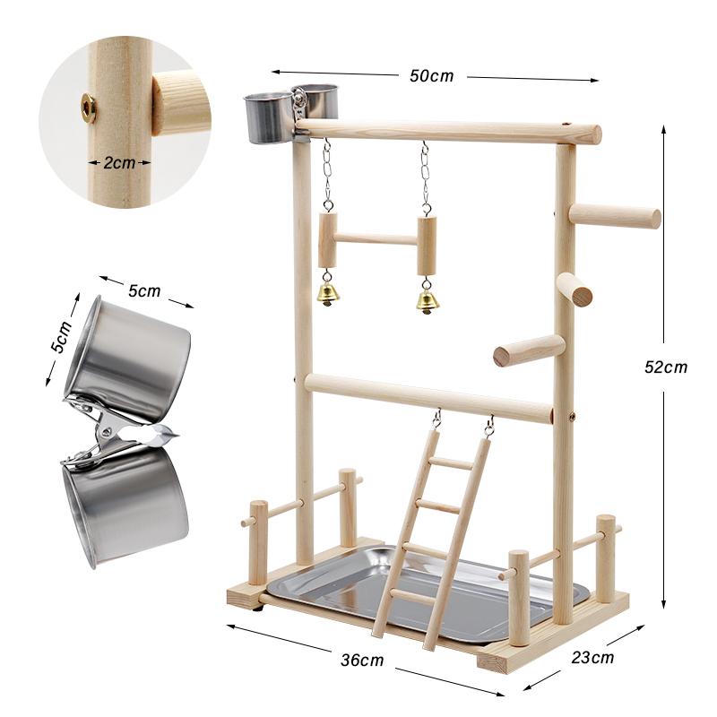 

Pet Parrot Playstands with Cup Toys Tray Bird Swing Climbing Hanging Ladder Bridge Wood Cockatiel Playground Bird Perches