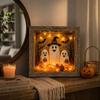 DIY Seasonal Light Box Display, Wood Case Frame Ornament with Soft Lighting for Shelf, Entry Stand, and Fall Party Use