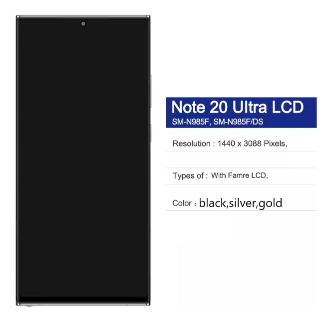 TFT s rámečkem pro Samsung Note 20 Ultra N985 N986 LCD displej se sestavou dotykové obrazovky