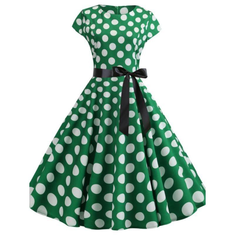 Women's Retro Print Dress Belt Evening Dress