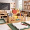 Natürlicher Holz-Stiftebecher, Schreibwaren-Aufbewahrungsständer mit drei Fächern, Cartoon-Muster-Dekor, Stabiler Holz-Klassenzimmer-Organizer für Stiftehalter,