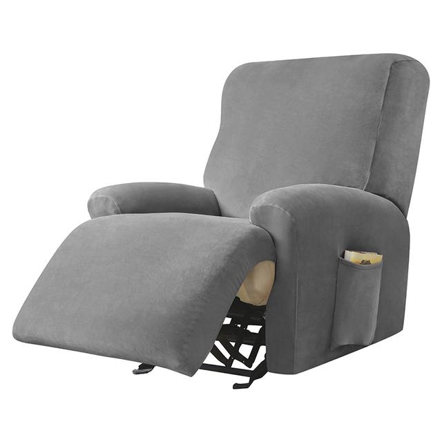 Velvet Recliner Sofa Cover Plush Solid Color Machine Washable Lazy Boy Sofa Slipcover Living Room Elastic Arm Sofa Cover For Furniture