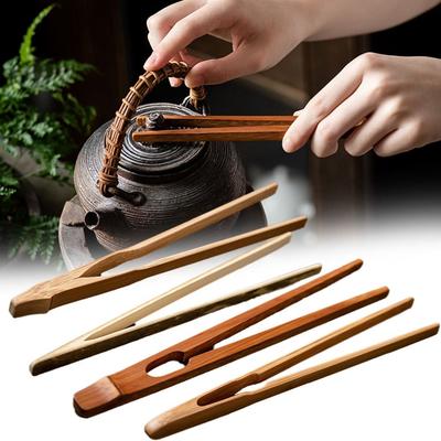 Neue Bambusholz-Teeklammern Sicher Gerades Tee-Utensil Pinzette Langlebig Lebensmittel Toast Salat-Zange Küche