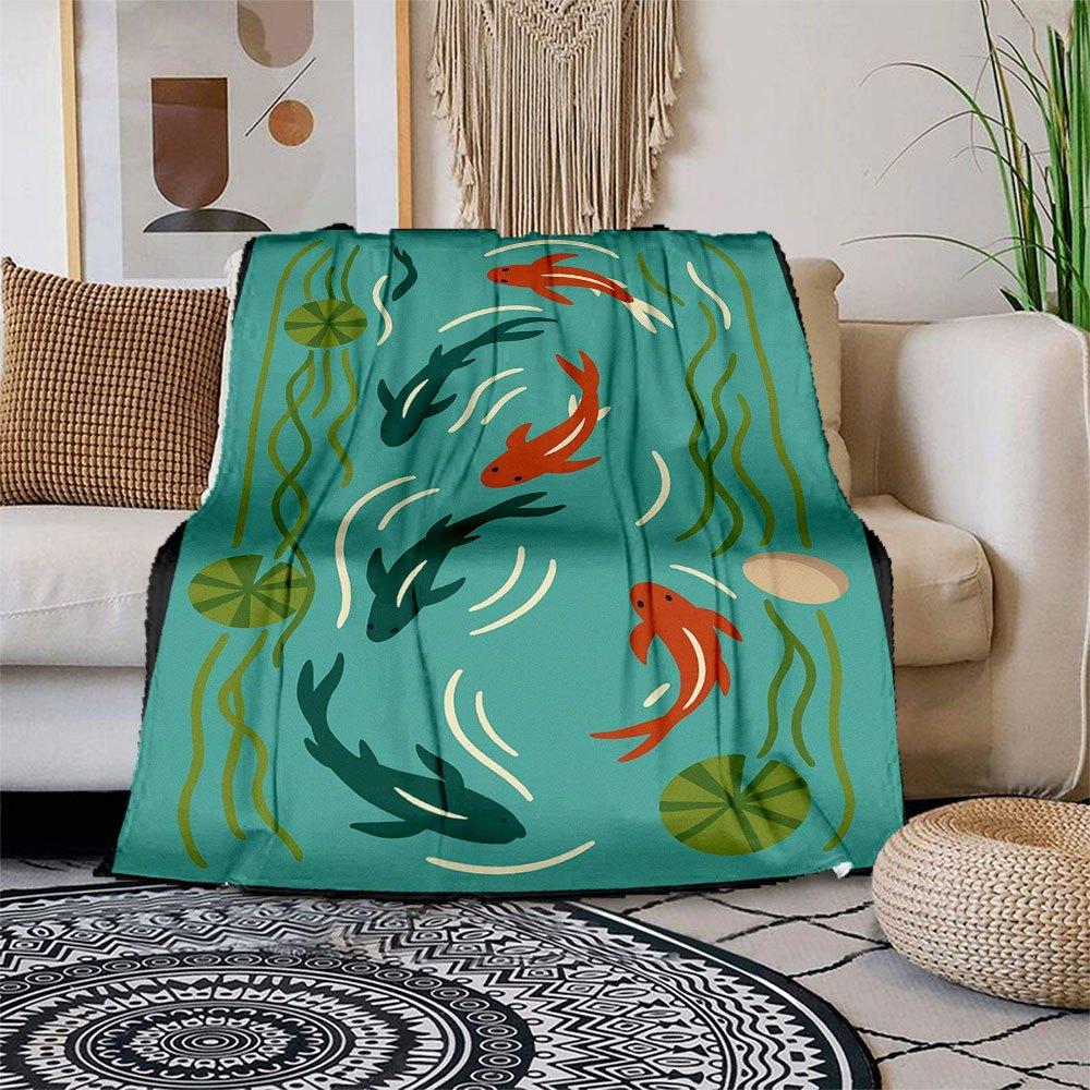 

Underwater Paradise: Vibrant Fish & Seaweed Wall Art Blanket Flannel Throw Blanket for Sofa, Bed, Travel, Camping, Office, Couch, Chair, An 150x180cm