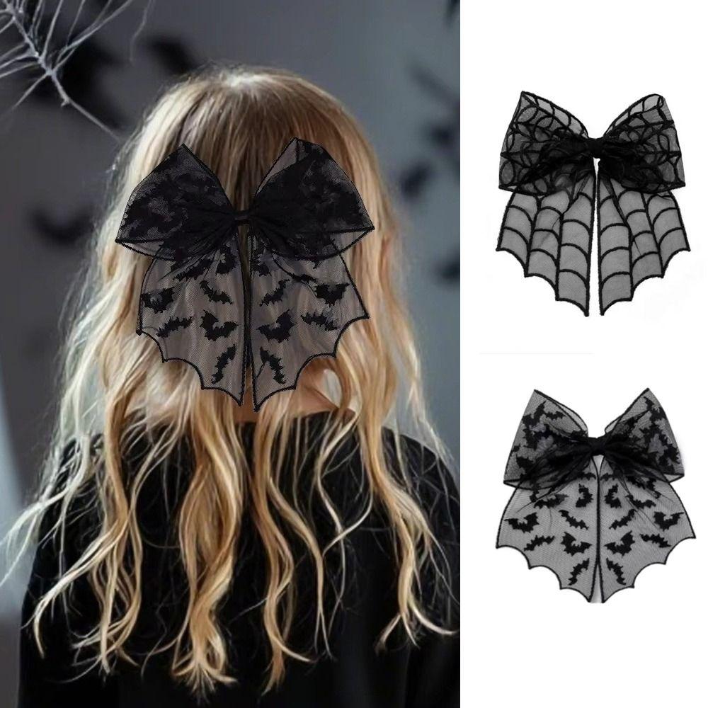 Bat Embroidery Halloween Hair Clip Bowknot Hair Accessories Spring Hair Clip  Cosplay Events