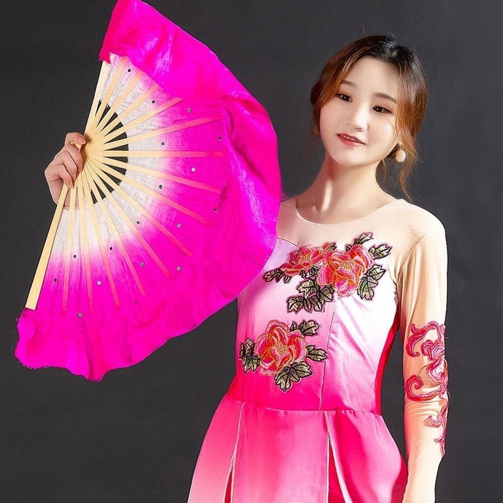 Multicolors Chinese Short Bellydance Fan 31cm Bamboo Hand Dye Adults Fan Hot Sell Bamboo Fans