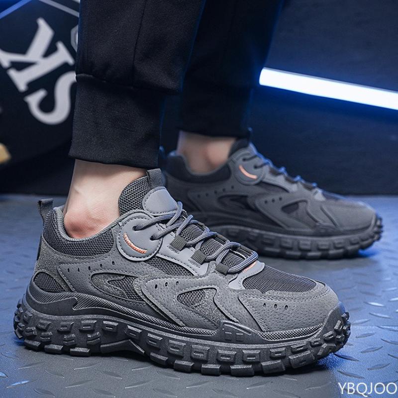 Men's shoes spring breathable mesh sports shoes trend thick sole anti slip simple comfortable casual anti slip running shoes
