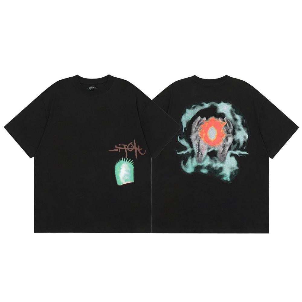 GLYDE Cactus Utopia Joint Album Printed Short Sleeve Summer Casual Round Neck Y2k Men Clothed Oversized T-shirt