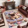 Pug Theme Crystal Velvet Floor Rug Personalized Custom Name Text Warm Carpet Home Decoration