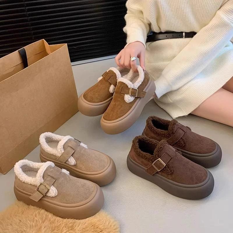 Fashion 2025 Women Winter Casual Boots New Moccasins Soft Platform Non-slip Loafers Fashion Warm Plush Slip on Female Cotton Boken Shoes