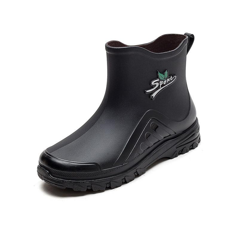rain shoes women's short tube adult new fashion low-top water shoes fleece warm rain boots non-slip and wear-resistant thick-soled rubber shoes women
