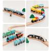 Wooden Magnetic Train Car Locomotive Ambulance Fire Truck Wood Railway Accessories fit for Brand Wooden Tracks Toy For Kids
