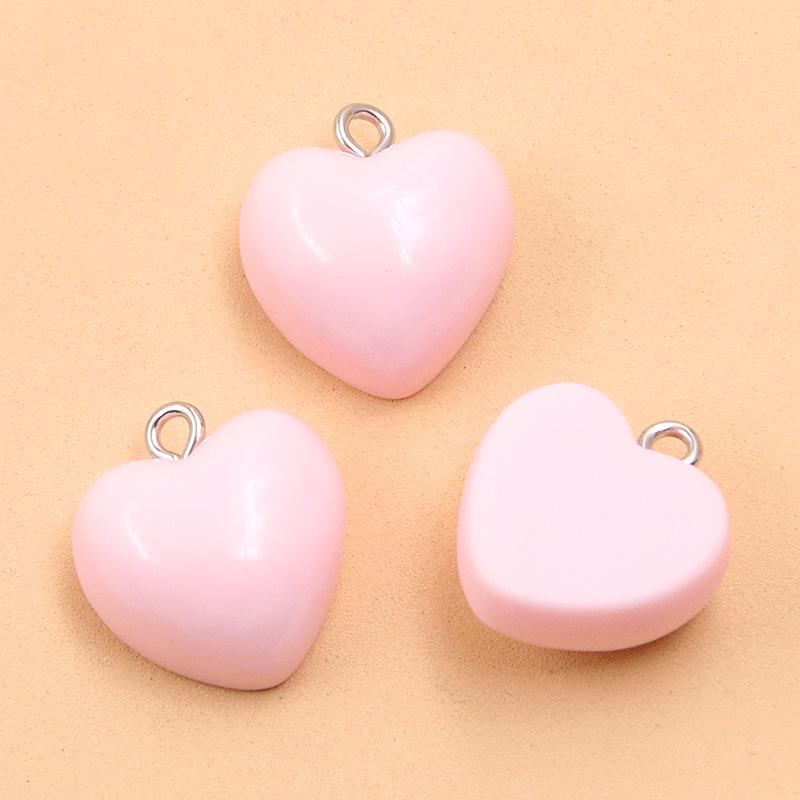 9-Color Geometric Heart Resin Charms: 17x18mm for Bags, Necklaces, Bracelets, Phone Pendants
