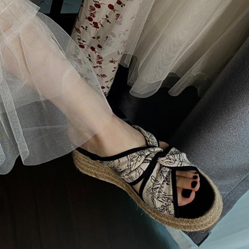 

Fashion 2025 Heels Slides Woman Slippers Flip Flops Wedge Platform Shoes Woman Beach Slippers Zapatos Mujer 35 чёрный