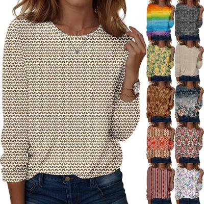 Long Sleeve Shirts For Women Cute Print Graphic Tees Blouses Casual Plus Size Basic Tops Pullover
