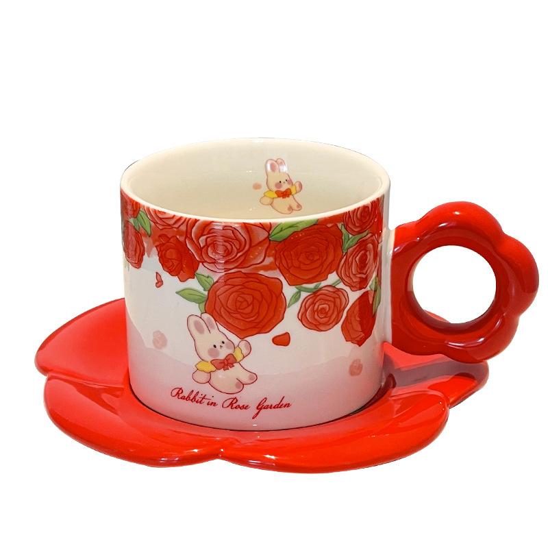 Creative Ceramic Cup High Value Home Cute Couple Coffee Cup Saucer Gift Souvenir