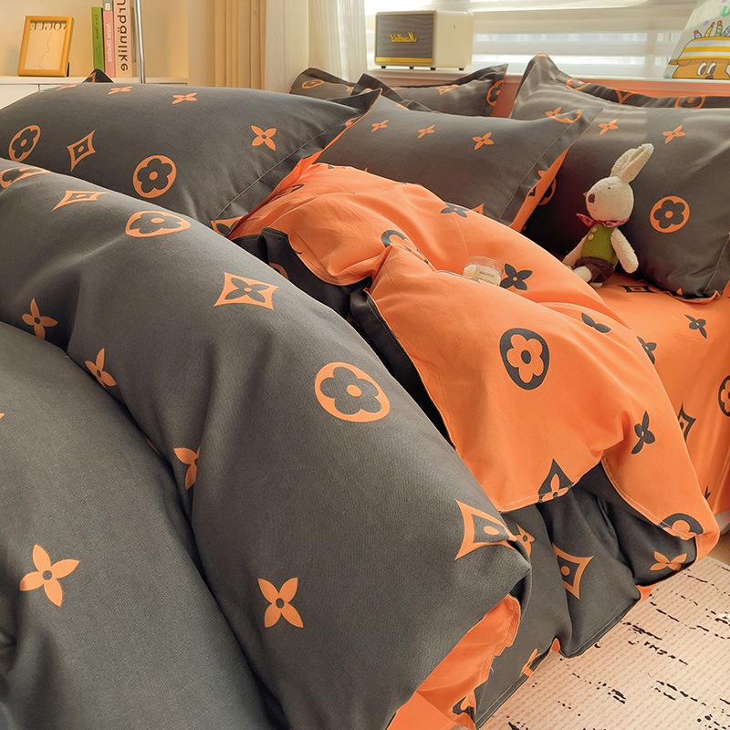 Thickened Skin-friendly Cotton Sheets Four-piece Quilt Cover Twill Sheets Cartoon Dormitory Three-piece Set