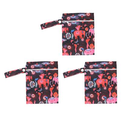 3 peças de sacos secos e molhados para fraldas de pano de bebê, fraldas de pano resistentes à água impressas, sacos secos e molhados para