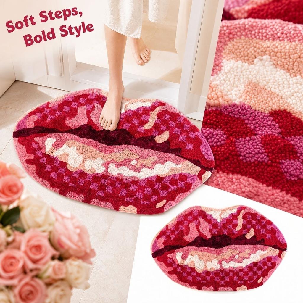 Cute Faux Wool Doormat, Non- Absorbent Entry, 16 Inches - Mouth Design
