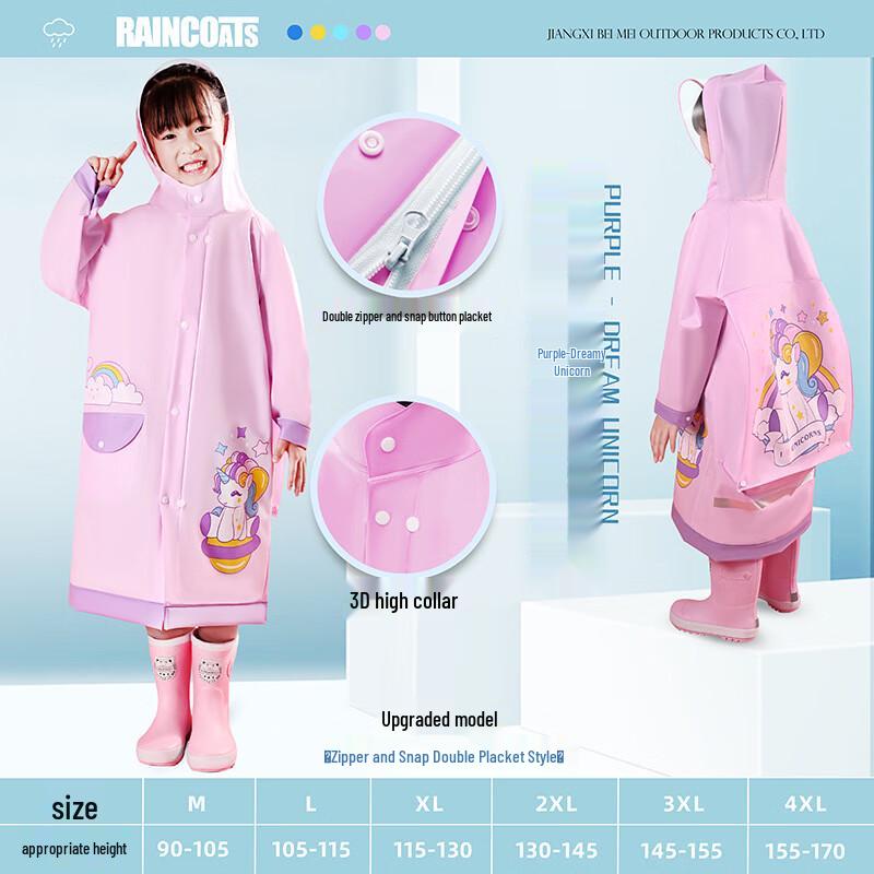 

Children s Cartoon EVA Rain Poncho with Backpack Slot
