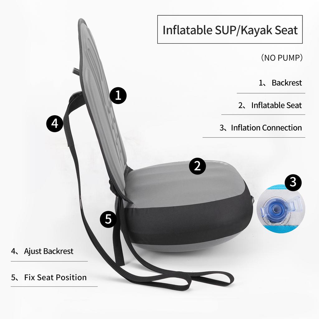 Canoe Inflatable Cushion Surfing Board Seat Adjustable Backrest SUP Inflatable Kayak Seat For Paddleboard Rowboats Fishing Boats
