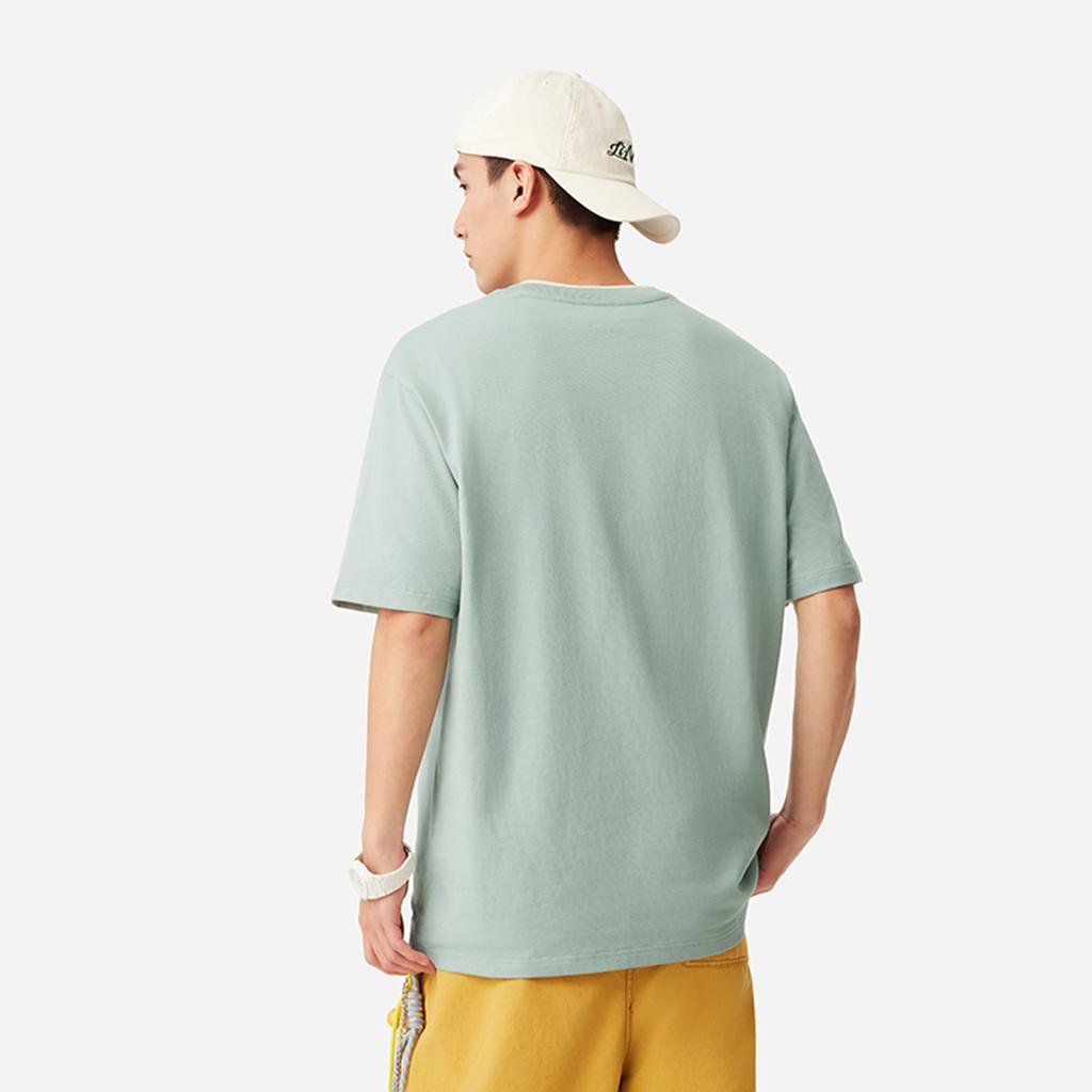 Li Ning Sports Lifestyle Series Letter Round Neck Comfortable Breathable Versatile Loose Short Sleeve T-Shirt Men T-Shirt Gray Green AHSV253-4