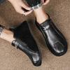 Fashion Men's Leather Casual Shoes Korean Style Fashion Lightweight Wear-resistant Comfort Zipper Soft Soled Men's Outdoor Work Shoes