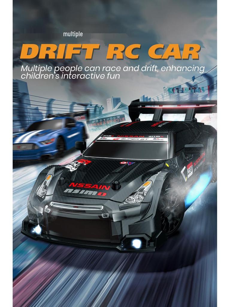 1/24 AE86 RC Drift Car with Lights: High-Speed, Four-Wheel Drive, Rechargeable Mini GTR for Boys
