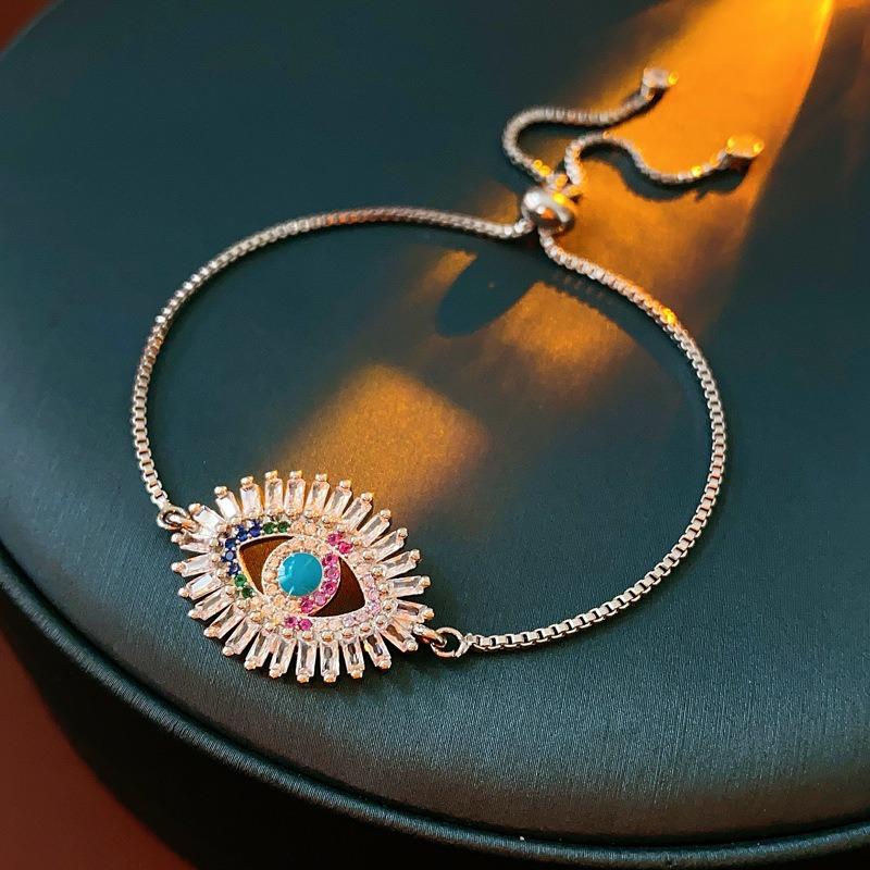 Zircon rhombus flower hollow adjustable bracelet Korean niche exquisite bracelet temperament versatile fashion jewelry women