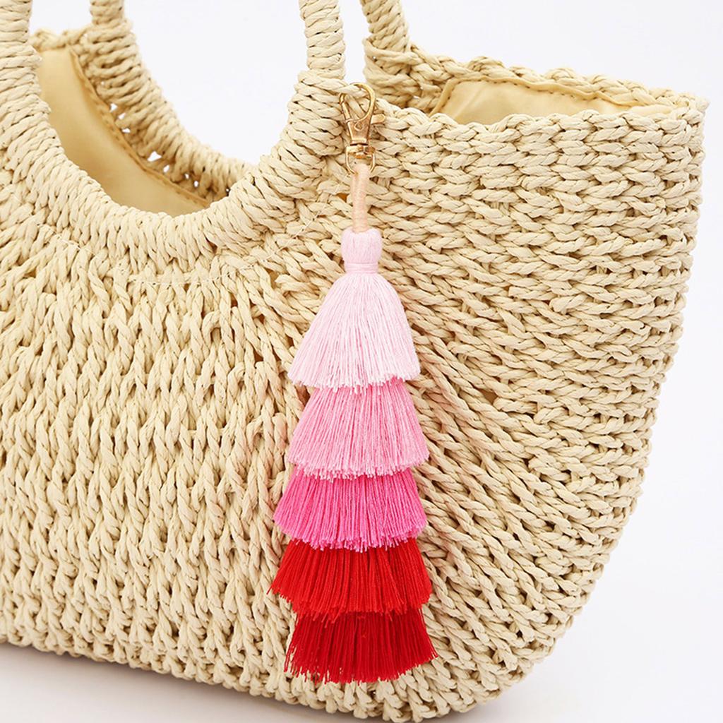 Handmade Colorful Tassels Keychain Car Keyring Holder Bag Charms Handbags Pendant for Wallet Purse Decorations Gifts