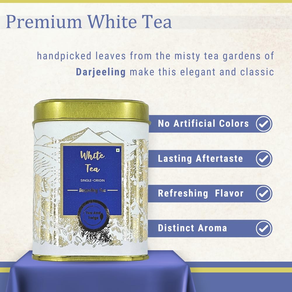 Darjeeling White Tea - Silver Needles Tea | The Purest Indulgence (Grade- SFTGFOP1) | 30 gms Loose Tea Long Leaves | Rich In Antioxidants