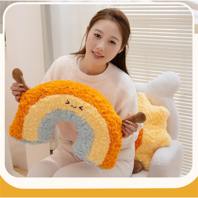 Minimalist style star pillow, cute sun cloud plush toy, bedside waist pillow, sleeping doll