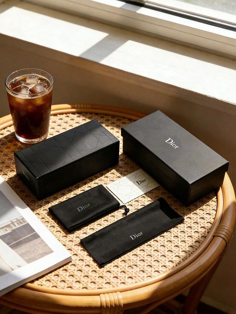 Dior Custodia Larga per Occhiali da Sole in Pelle Nera