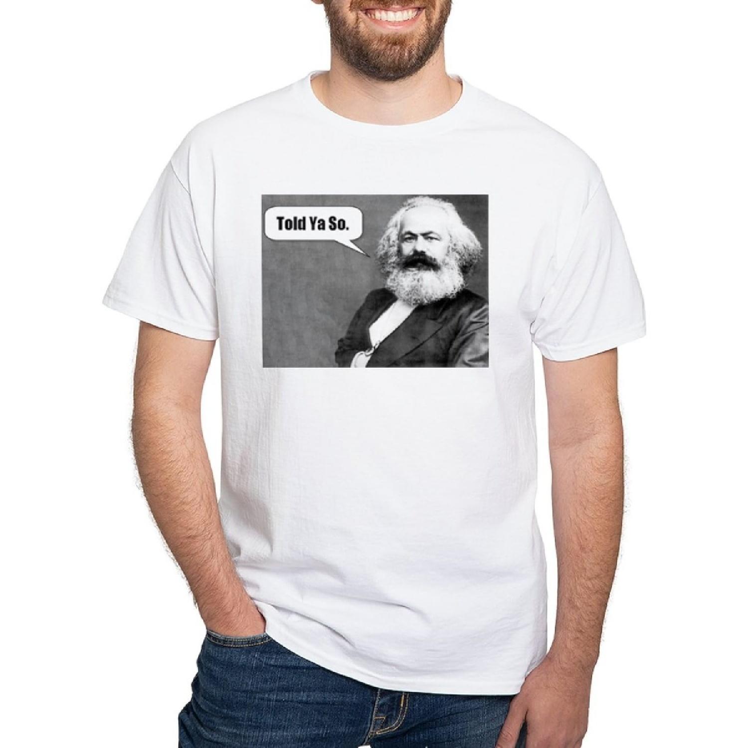 CafePress Карл Маркс Футболка Мужская 100% Хлопок, Классическая Графическая Белая Футболка S