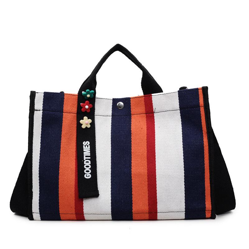 

2025 Women s Trendy Striped Canvas Crossbody Tote Small No Pendant