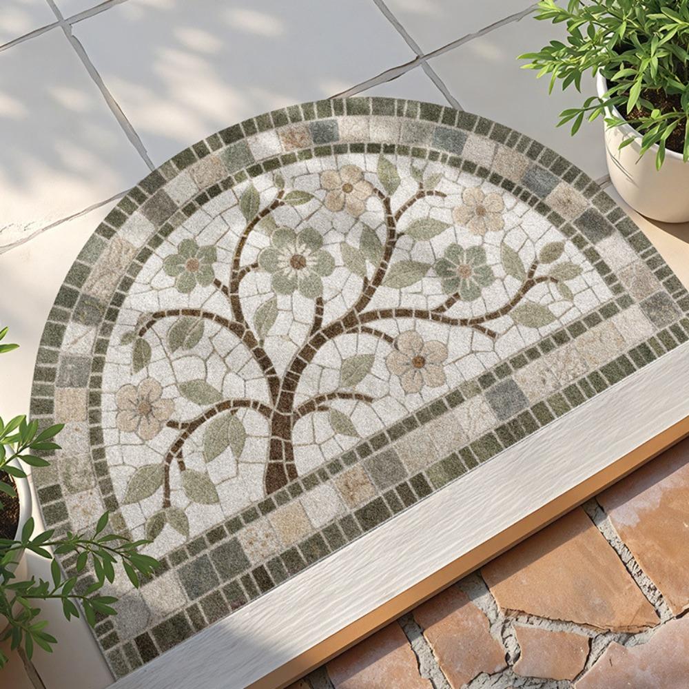 Crystal Velvet Semi-Circular Door Mat Anti-Slip Floor Mat Durable Entry Door Mat Porch Style 2
