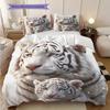 White Tiger Pattern Bedding Quilt Set Quilt Cover Pillowcase Home Decoration Birthday Gift (1 * Duvet Cover + 2 * Pillowcase, Without Core)
