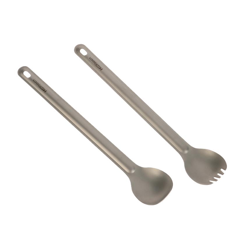 Cuillère à long manche pour le camping Acier inoxydable léger Résistance à la corrosion Spork/cuillère Portable Pique-nique Camping Vaisselle pour le dîner