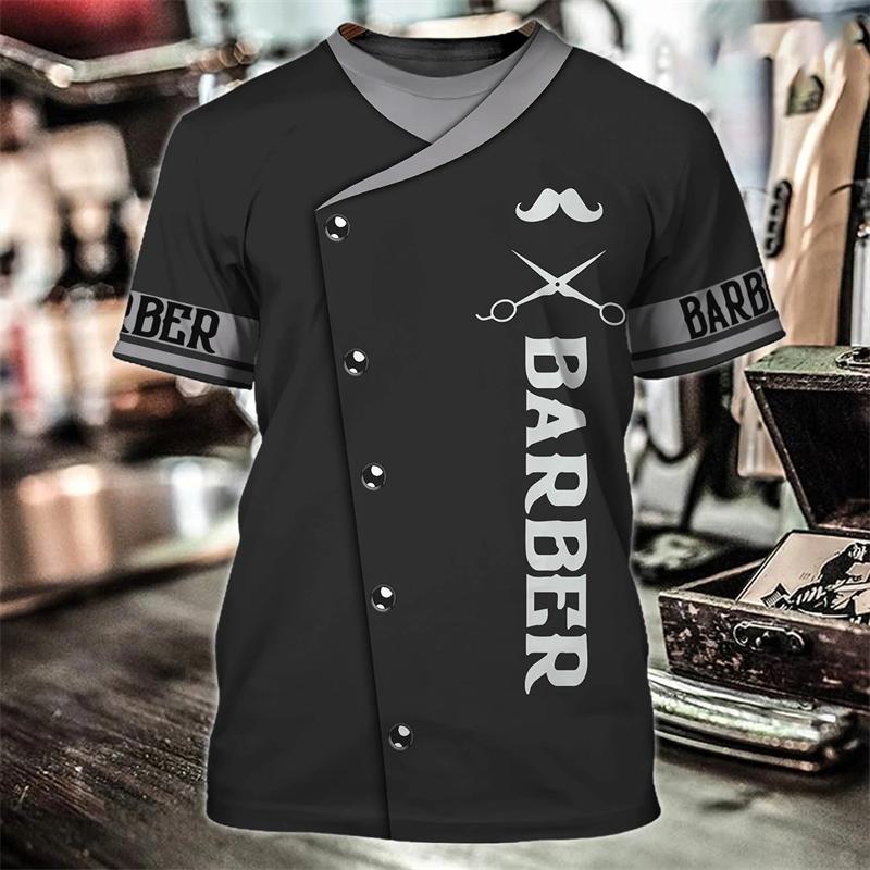Hot Sale Barber Shop Men's T-Shirt Street 3D Print Short Sleeve Pullover Male Tshirt Uniform Summer Fashion Cool Tees Tops