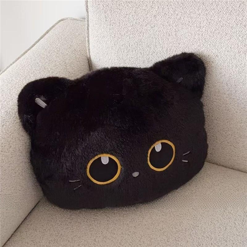 Cartoon Cat Plush Pillow With Embroidered Animal Design For Couch Lounge And Bed Comfort