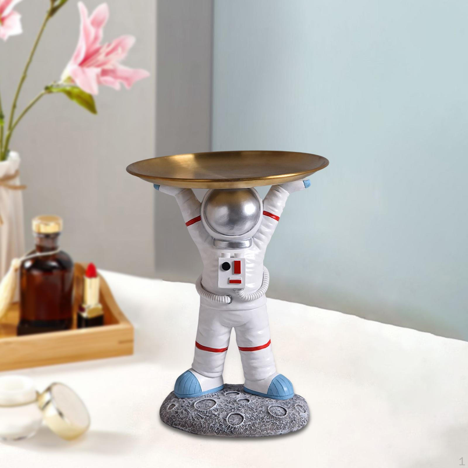 

Chic Astronaut Statue, Holder Organizer Resin Figurine European Sundries Storage Tray for Dining Style T