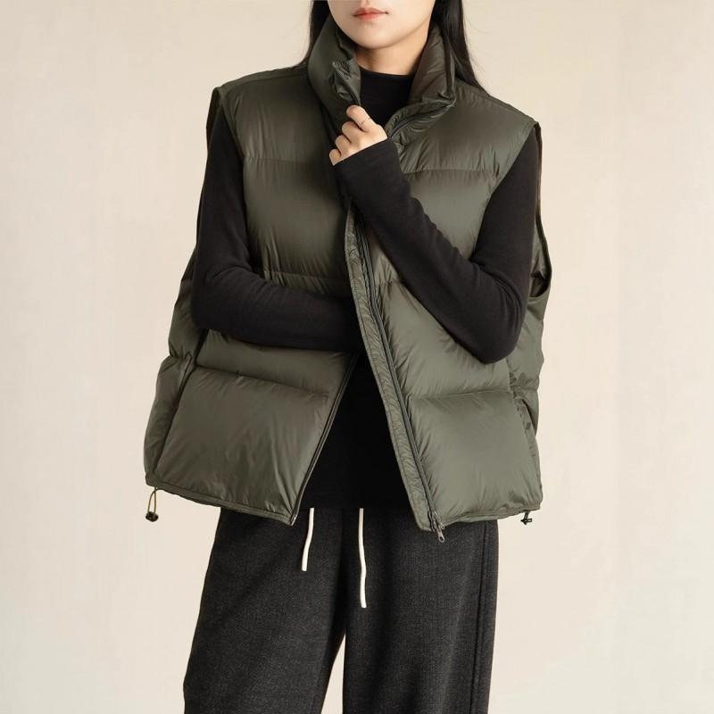Womens White Duck Down Vest 2026 Winter Puffy Lightweight Warm Sleeveless Coat Office Commute