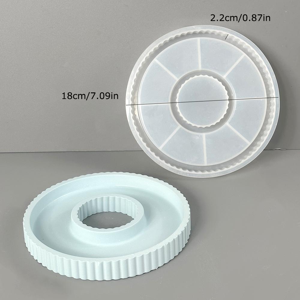 

Круглый бетонный поднос Силиконовая форма Сделай сам с отверстием Полосатый Хранение Дисплей Блюдо Изготовление Гипсовые Смоляные формы Домашний декор
