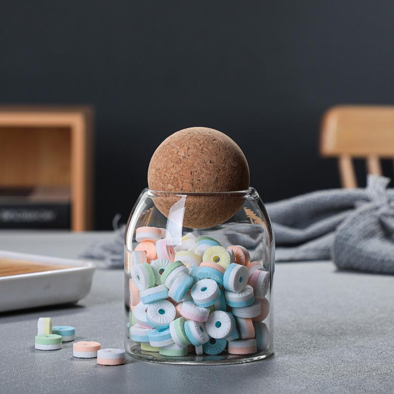 

Clear Glass Storage Jar with Cork Lid Atorage Bottle Sealed Tank Tea Can Cereal Coffee Creative Decoration Airtight Canister Set