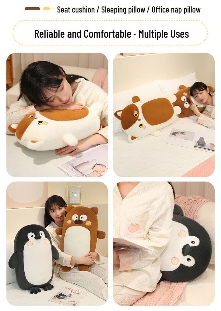 New Cute Animal Plush Cushion Pillow - Perfect for Bedside, Sleep, or as a Birthday Gift