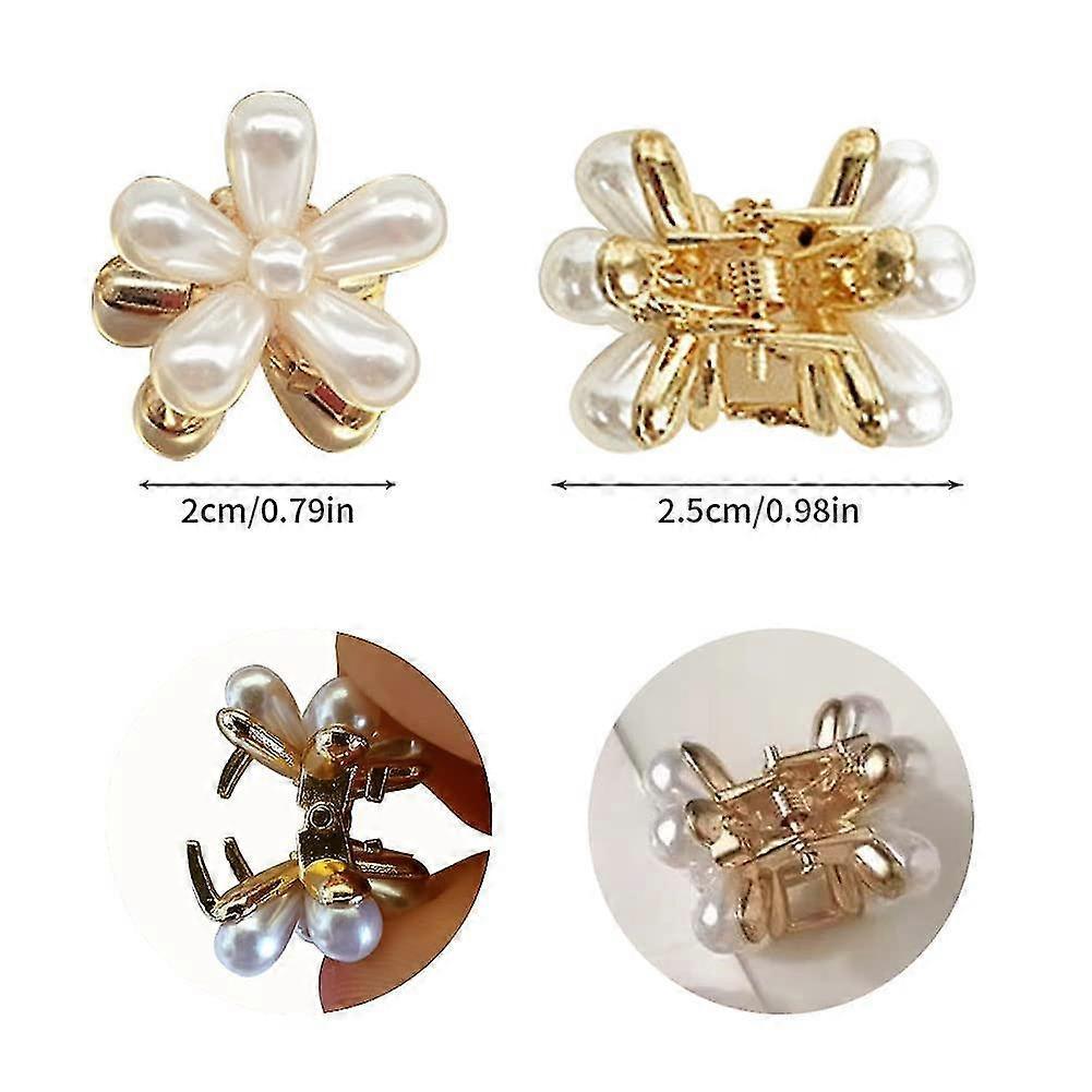 12 Pcs Mini Pearl Hair Clips, Small Claw Clips, Sweet Artificial Bangs Clips Decorative Hair Accessories For Women Girls Leekous