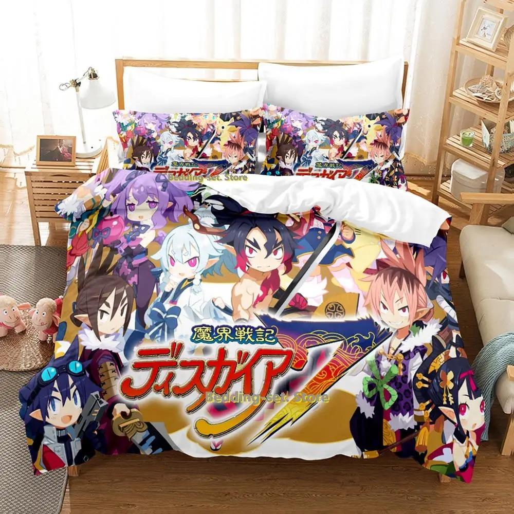Disgaea 7 Bettwäsche-Set, Einzel-, Zwillings-, Voll-, Queen- und King-Size-Bettset, Schlafzimmer für Erwachsene und Kinder, Bettbezug-Sets, Anime-Bettdecken-Set